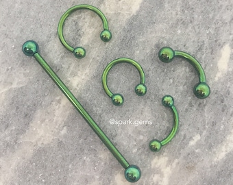 LIME GREEN Internally Threaded ASTM F136 Titanium Barbell Curved Industrial Circular Horseshoe 14G 16G for Septum Rook Daith Eyebrow Bridge