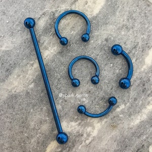 STEEL BLUE Internally Threaded ASTM F136 Titanium Barbell Curved Industrial Circular Horseshoe 14G 16G for Septum Rook Daith Eyebrow Bridge