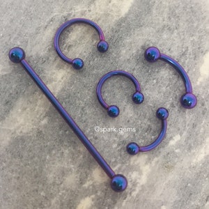 BLURPLE Internally Threaded ASTM F136 Titanium Barbell Curved Industrial Circular Horseshoe 14G 16G - Septum Ring Rook Daith Eyebrow Bridge