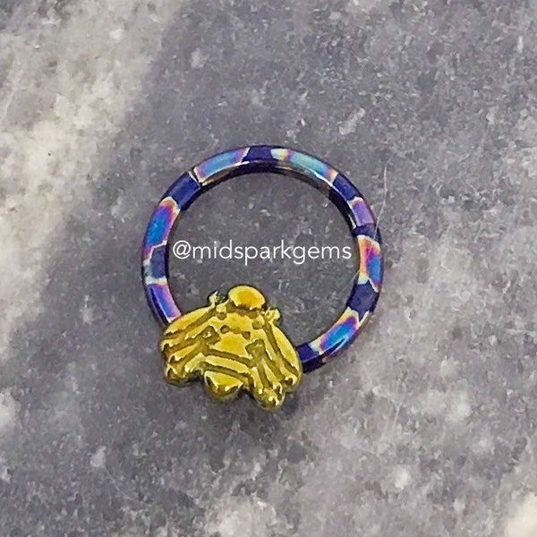 Little Bee - 16g Titanium Hinged Segment Ring Clicker - 8mm or 10mm - ASTM F136 Rainbow Anodized Midnight Oil Slick or Other Colors