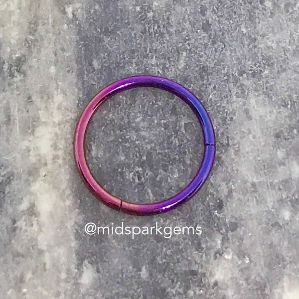 SYNTHWAVE Hinged Segment Ring Titanium Clicker ASTM F136 Septum Ring Conch Hoop - 16g 18g 14g Anodized Fuchsia Pink Magenta Purple Gradient