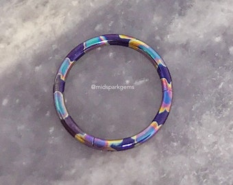 MIDNIGHT OIL SLICK - Hinged Segment Ring Clicker - Astm F136 Titanium Rainbow Anodized - Choose 12g 14g 16g or 18g, Septum Ring Hoop Earring