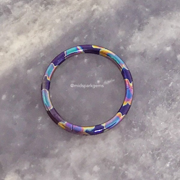 MIDNIGHT OIL SLICK - Segmentring Clicker - Astm F136 Titan Regenbogen eloxiert - Wählen Sie 12g 14g 16g oder 18g, Septum Ring Hoop Ohrring