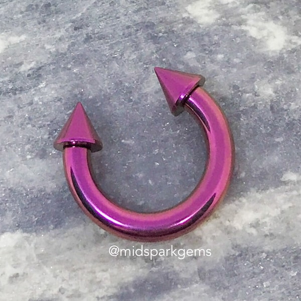FUCHSIA PINK (4G, 5G, 6G, 7G, 8G, 10G, 12G) Anodized ASTM F136 Titanium Internally Threaded Big Gauge Horseshoe Circular Barbell Septum Ring