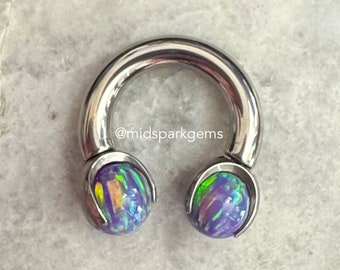 6G, 7G, 8G, 10G Lavender Purple Lab Opal Titanium Horseshoe Circular Barbell Internally Threaded ASTM F136 Titanium - Septum Ring