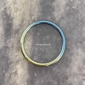 BLUE-GOLD Hinged Segment Ring - Anodized Titanium Clicker ASTM F136 for Septum Ring or Hoop Earring - Choose 16g, 18g, 14g, or 12g
