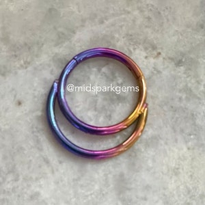 SUNSET BLURPLE Gradient Double Hoop / Double Stack Hinged Segment Septum Ring - Anodized ASTM F136 Titanium Clicker - 12g 14g 16g