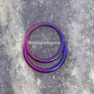 SYNTHWAVE Gradient Double Hoop / Double Stack Hinged Segment Septum Ring Anodized ASTM F136 Titanium Clicker Purple Pink Fuchsia 12g 14g 16g