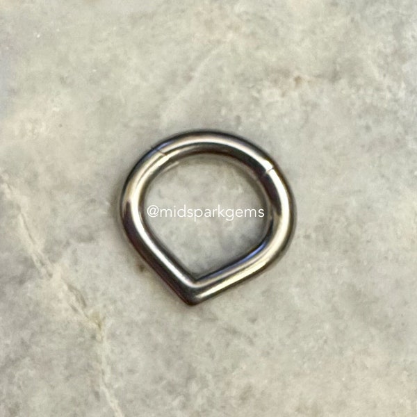 10G, 12G, 14G, 16G Titanium V-Shaped Teardrop Hinged Segment Ring Clicker, ASTM F136, Choose Your Anodized Color - Septum Ring