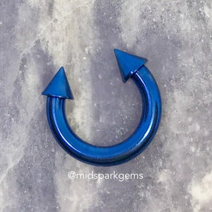 STEEL BLUE (4G, 5G, 6G, 7G, 8G, 10G, 12G) Anodized ASTM F136 Titanium Internally Threaded Big Gauge Horseshoe Circular Barbell Septum Ring