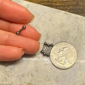 Extra Small Very Short Titanium Straight Barbell - Internally Threaded ASTM F136 - 16g or 14g, Balls or Spikes - Over 20 Anodized Colors