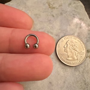 Extra Small Titanium Horseshoe Circular Barbell - Internally Threaded ASTM F136 - 16g or 14g, Balls or Spikes - Over 20 Colors