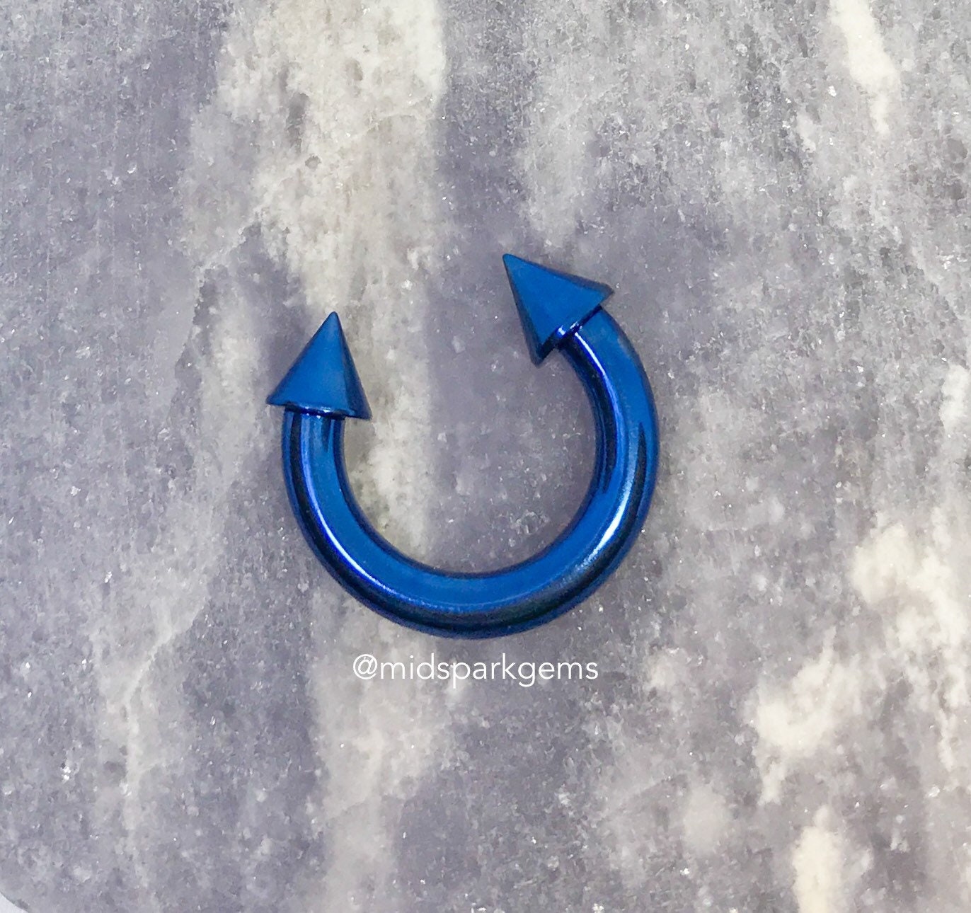 STEEL BLUE (4G, 5G, 6G, 7G, 8G, 10G, 12G) Anodized ASTM F136 Titanium Internally Threaded Big Gauge Horseshoe Circular Barbell Septum Ring
