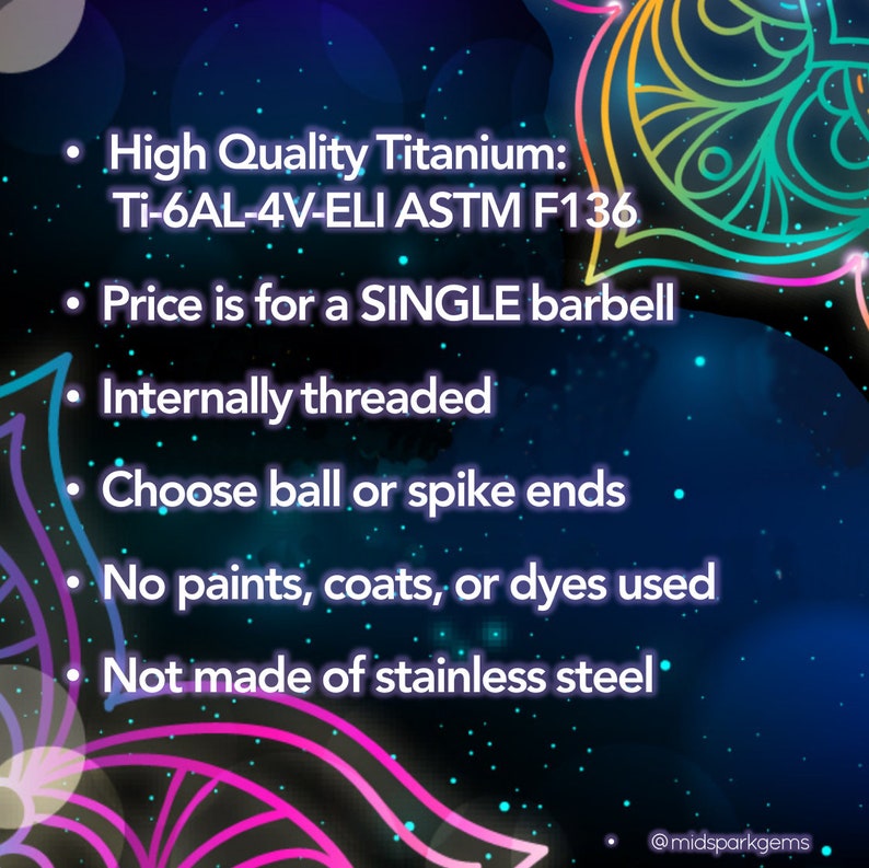 NON-ANODIZED 3G, 4G, 5G, 6G, 7G, 8G, 10G, 12G ASTM F136 Titanium Internally Threaded Bigger Gauge Horseshoe Circular Barbell Balls Spikes image 2