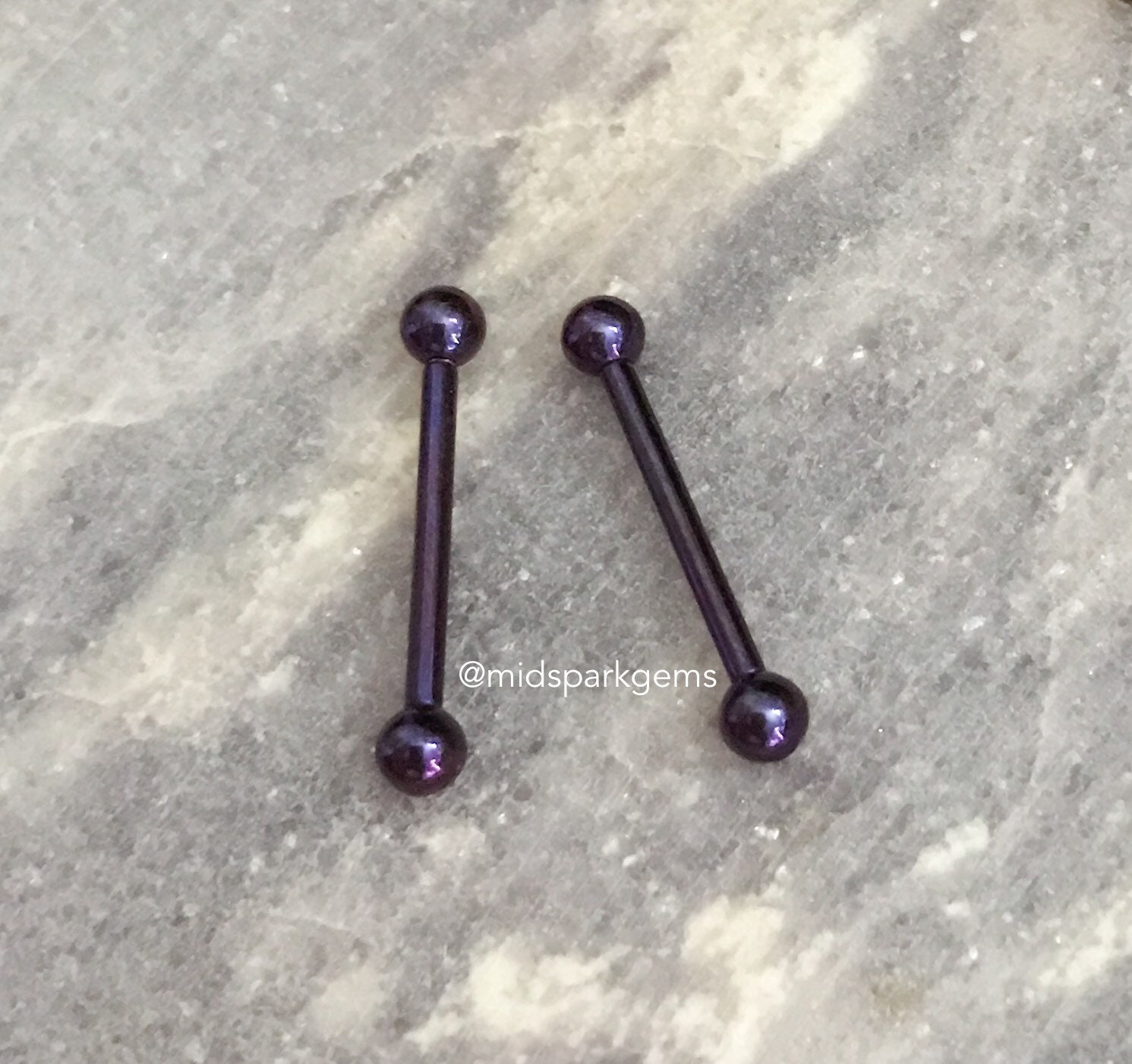 DARK PURPLE Internally Threaded ASTM F136 Anodized Titanium Tongue