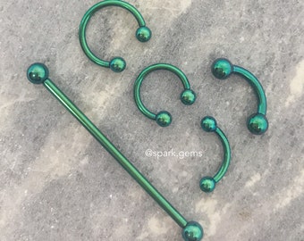 EMERALD GREEN Internally Threaded ASTM F136 Titanium Barbell Curved Industrial Circular Horseshoe 14G 16G for Septum Rook Eyebrow Bridge Lip