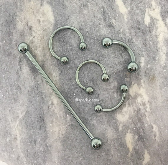 SILVER Internally Threaded ASTM F136 Titanium Barbell Curved