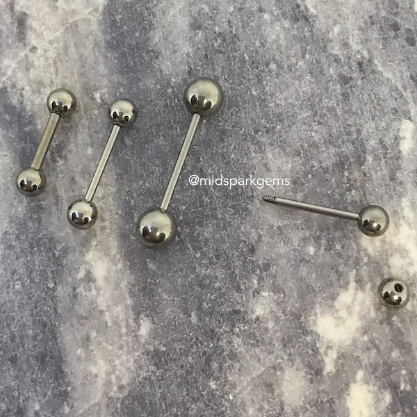 18g or 20g Titanium Straight Barbell - ASTM F136 - Choose Your Anodized Color - Single Titanium Stud Earring with Ball Ends