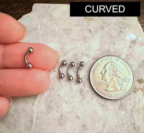 Extra Small Very Tiny Short Titanium Curved Barbell Internally Threaded ASTM F136 16g or 14g Balls or Spikes Over 20 Anodized Colors Etsy