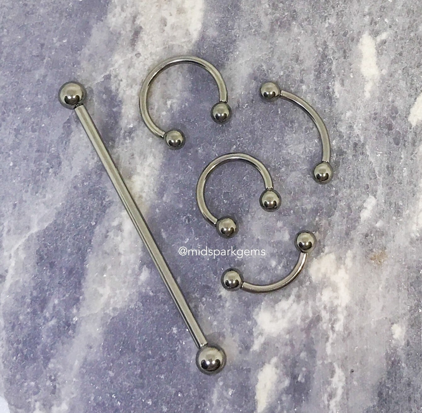 thumbnail image 2 of 14G 16G 1.5 Inch Titanium Steel Ball Industrial Barbell – Ear Cartilage Jewelry Ring 2 of 6
