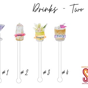 Drinks Two- 4 piece Assorted Set - Cocktail Stirrer - Drink Stir Sticks - Swizzle Sticks - Christmas Winter Holiday