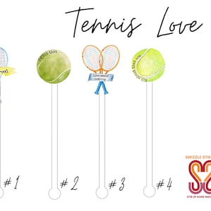 Tennis Lover -  - 4 piece Assorted Set - Cocktail Stirrer - Drink Stir Sticks - Swizzle Sticks