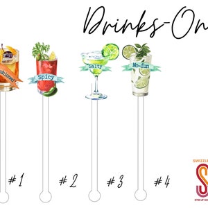 Drinks One - 4 piece Assorted Set - Cocktail Stirrer - Drink Stir Sticks - Swizzle Sticks - Christmas Winter Holiday