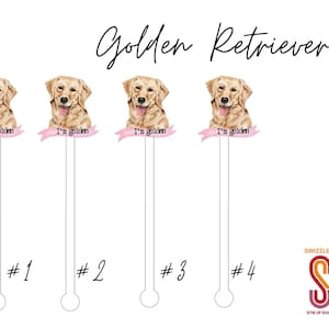 Golden Retriever Swizzle Stir Sticks
