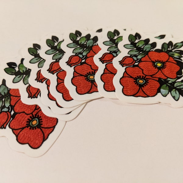 red floral poppy sticker flower