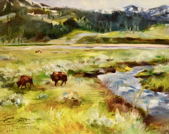 CUSTOM FRAMED Yellowstone III, original oil painting