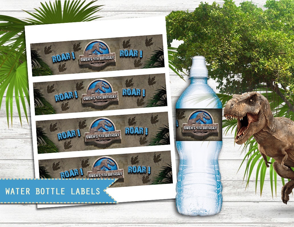 Jurassic World Customized Water Bottle Labels Jurassic World Etsy