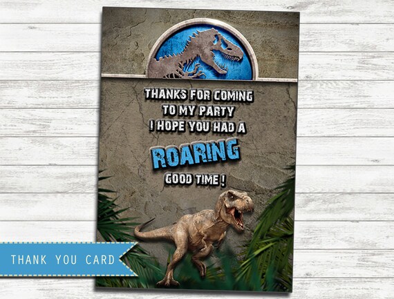 Jurassic World Thank You Cards Jurassic World Party Jurassic | Etsy