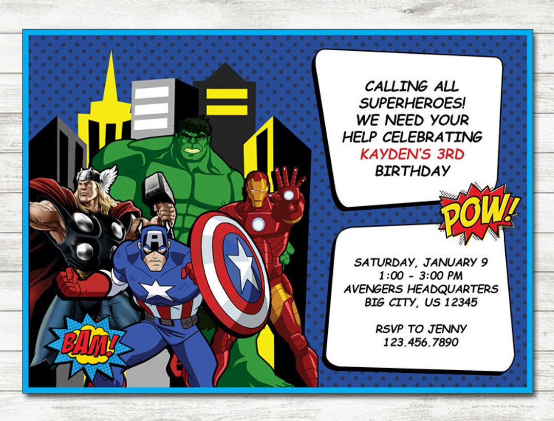 Avengers Invitation Avengers Party Avengers Printable - Etsy