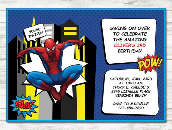 Invitation De Spiderman Spiderman Party Invitation Etsy Invitation De Spiderman Spiderman Party Invitation Etsy