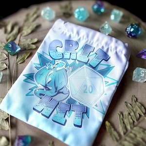 Crit Hit Pastel Dragon Dice Bag – D&D Drawstring Pouch for RPG Gifts