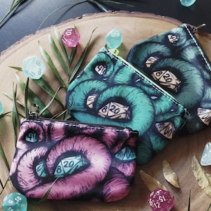 Cthulhu&#39;s Würfel Tasche (3 FARBEN) - DND Reißverschluss Tasche - Dungeons & Dragons Token / Würfel Beutel - Reise Make-up Tasche / Geldbörse - Valentinstag Geschenk