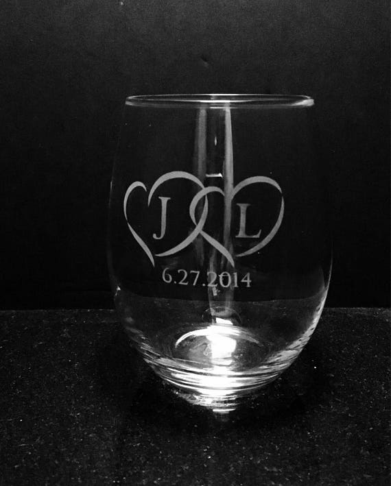 Etched anniversary wine glass Wedding glasses Wedding gift Etsy
