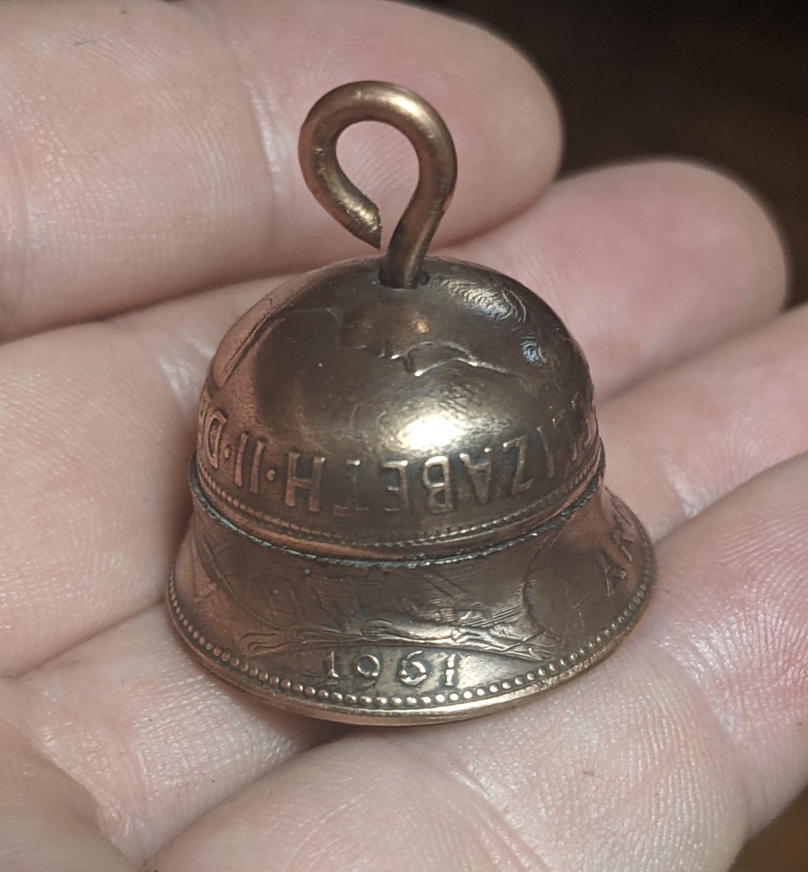 Gremlin Bell Guardian Bell Made From 2 Old Pennys Etsy