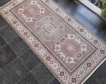 Vintage Oushak Runner Rug: Handknotted Turkish Wool Rug (3.1x6.4ft)