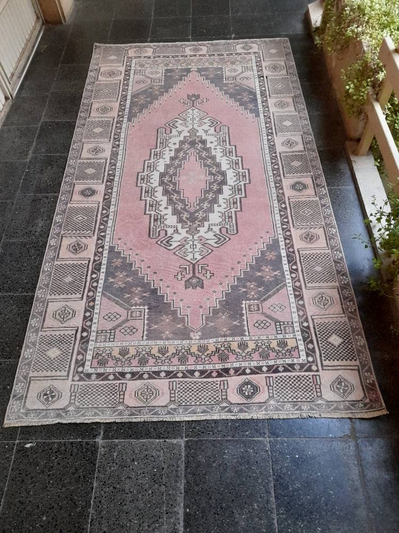 Alfombra Oushak, Alfombra vintage, 4.6x8.4ft ENVÍO GRATIS Alfombra étnica, Alfombra de área, Alfombra turca, Alfombras para el hogar, Alfombras Kilim, Alfombras de piso para el hogar, Alfombra para el hogar imagen 2