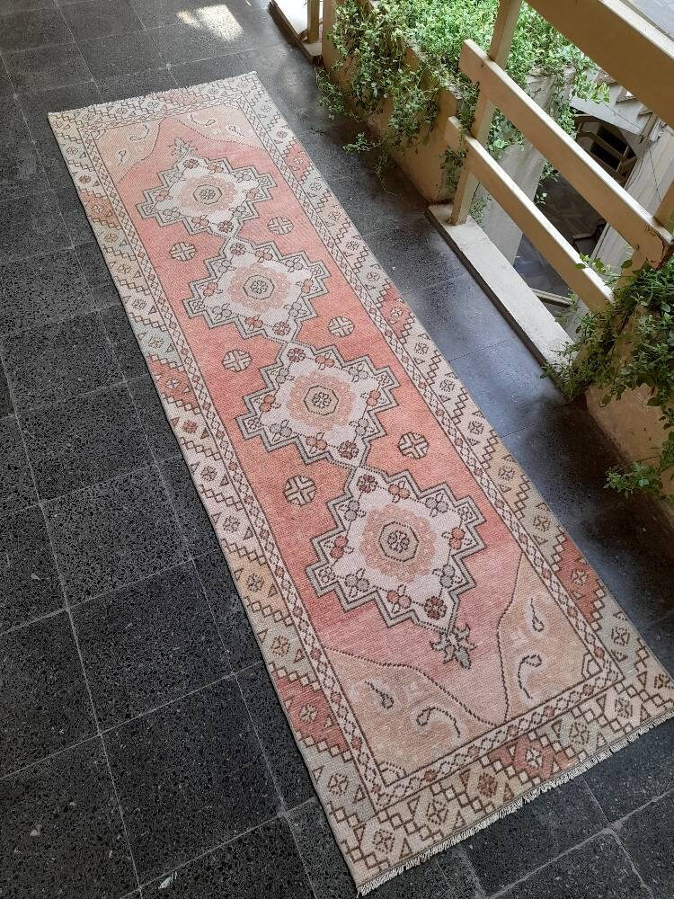 vintage small runner Entry Rug 7.7 x 2.7 Feet