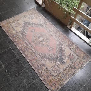 4x7 Vintage Oushak Rug: Handmade Turkish Wool Area Rug