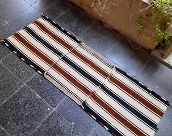 Vintage Wool Saddlebag: 1.5x4.4 ft, Handmade Turkish Decor