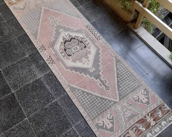 Vintage Turkish Oushak Runner Rug: 2.3x7.8 ft, Medallion Design