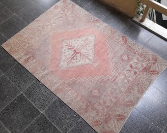 3x5 Vintage Oushak Rug: Handknotted Turkish Wool Area Rug