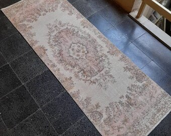 Vintage Oushak Runner Rug: Handknotted Turkish Wool (2x7)