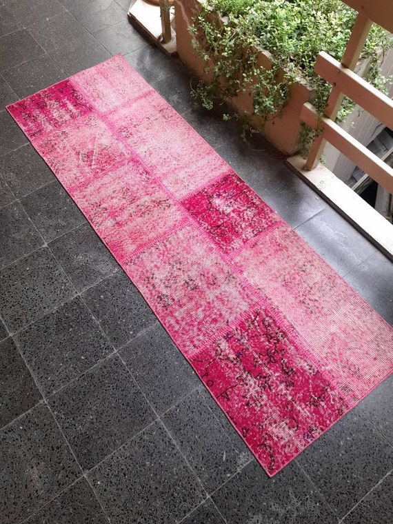 Pink Runner Rug Vintage Rug2.4x7.2ft FREE SHIPPING Old Rug Etsy