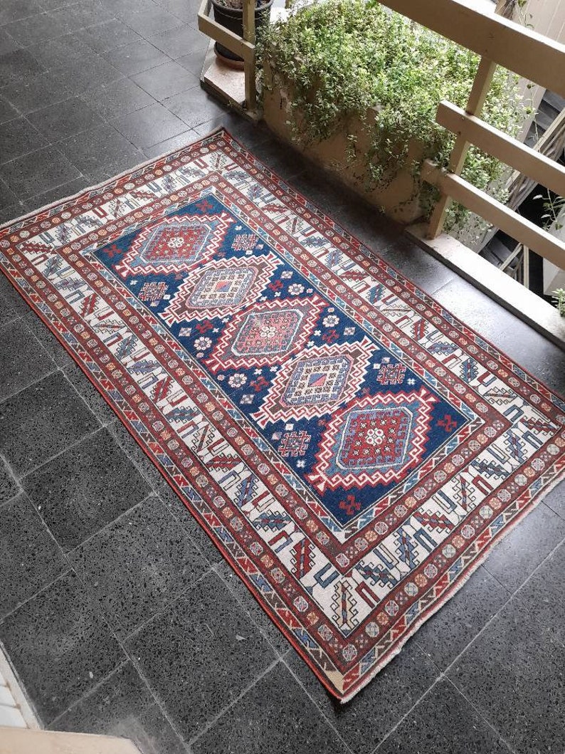 Persian Rug,Navy BlueRug, Vintage Chic Rug,47.2t FREE SHIPPING Turkish Vintage Rug,Old Turkish Rug, Handmade Rug, Hanwoven Rug image 1