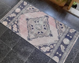 Vintage Turkish Oushak Runner Rug: Handknotted Wool, 2x4 Small Rug