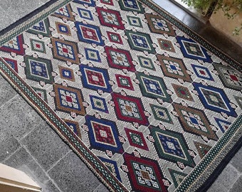 Vintage Oushak Rug: 4.7x6.6 ft, Handwoven Wool Ethnic Area Rug
